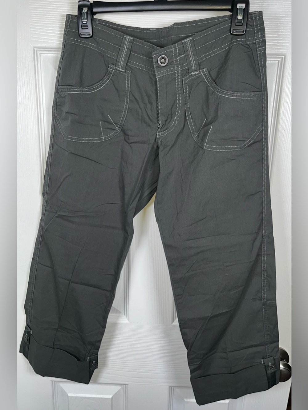 Women’s Kuhl Roll Up Pants Size 2 Regular Dark Gray Cotton Nylon Blend Hiking